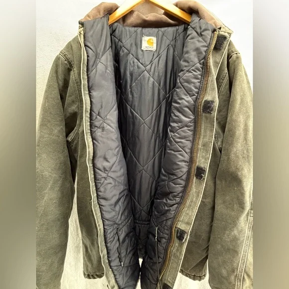 Vintage Carhartt Men's Sandstone Black Quilt Lined Gray Jacket Size XL - Picture 2 of 11